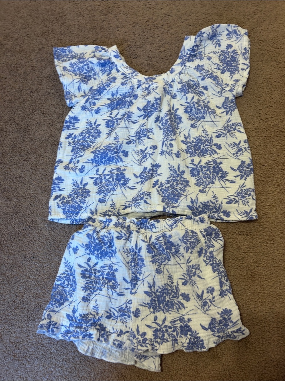 btween White and Blue Floral Two-Piece Dress Set